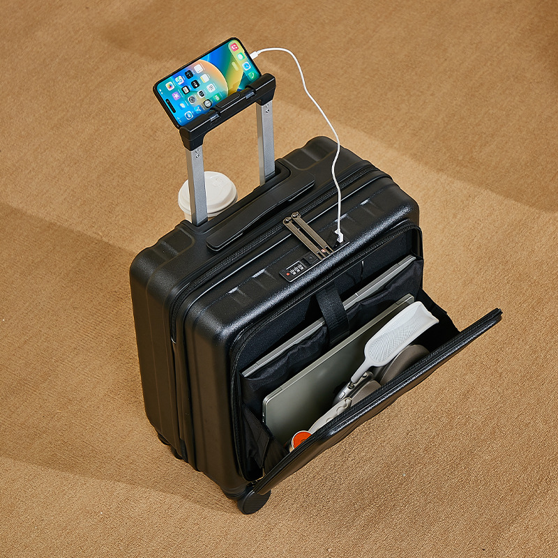 Bagaj de mână cu deschidere frontală, carcasă dură ABS, 20–35 L, Anti-furt, Rezistent la apă, Încuietoare cu combinație