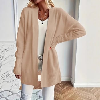 Rayon kardigán zsebekkel, V-nyakú, hosszú ujjú, közepes hosszúságú