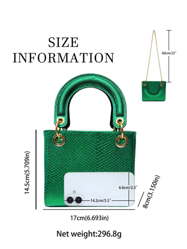PU anyagú kígyó mintás váll- és crossbody táska, cipzáras zárás, vertikális négyzetes forma