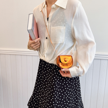 Детска чанта мини седло от PU кожа, за момичета, ежедневна употреба, издръжлива и лека, подплата от синтетична кожа, стил свеж и сладък