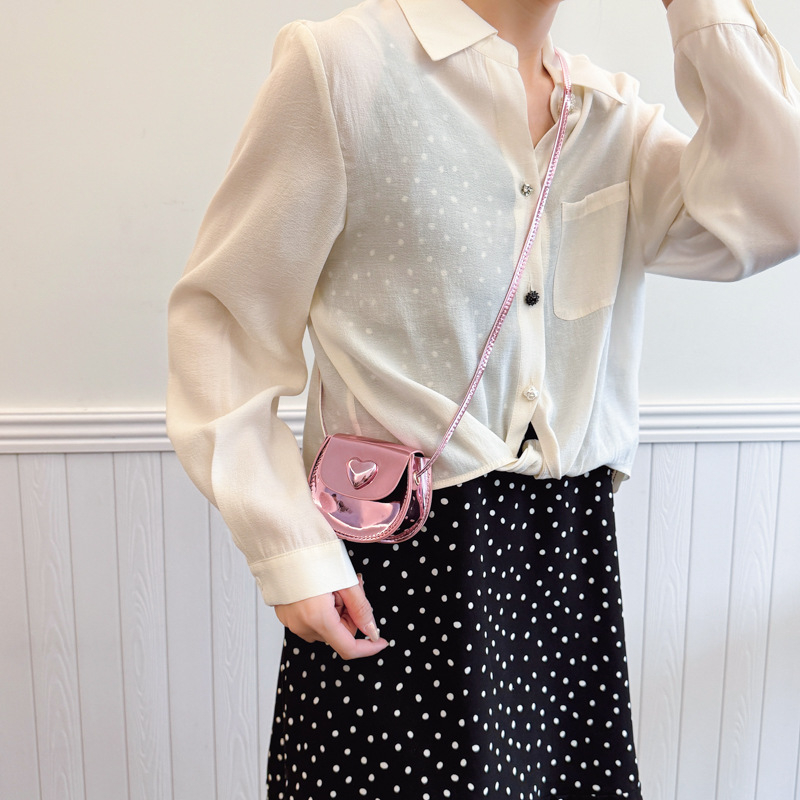 Детска чанта мини седло от PU кожа, за момичета, ежедневна употреба, издръжлива и лека, подплата от синтетична кожа, стил свеж и сладък