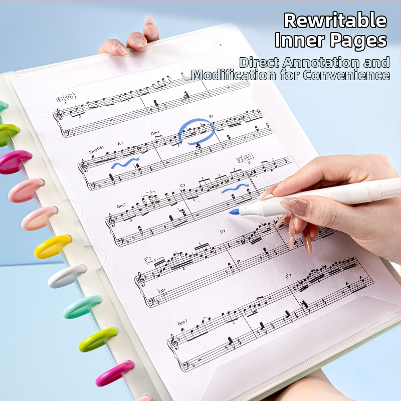 A4 пластмасова папка за нотни листове с клип, презаписваща, антиотразяваща повърхност, за клавирни партитури, 40 страници, възможност за печат на лого