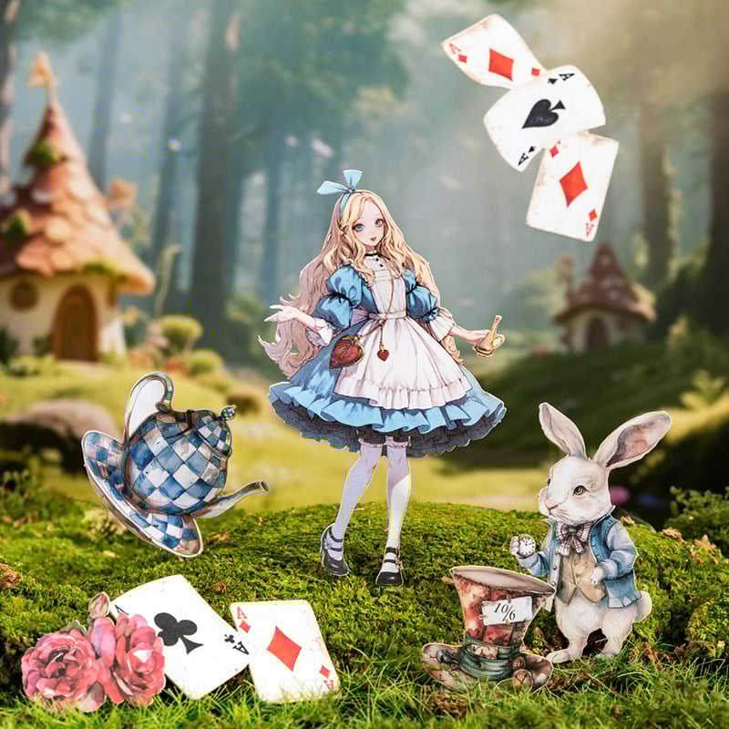 Leisurely Naljepnica na tvrdom kartonu bez bijelih rubova – Serija Bajkovita avantura, crtani stil, elementi krajolika za DIY kolage dnevnik, tisak