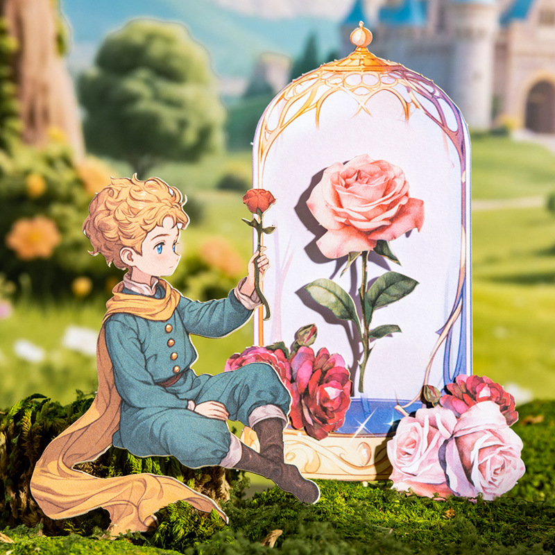 Leisurely Naljepnica na tvrdom kartonu bez bijelih rubova – Serija Bajkovita avantura, crtani stil, elementi krajolika za DIY kolage dnevnik, tisak