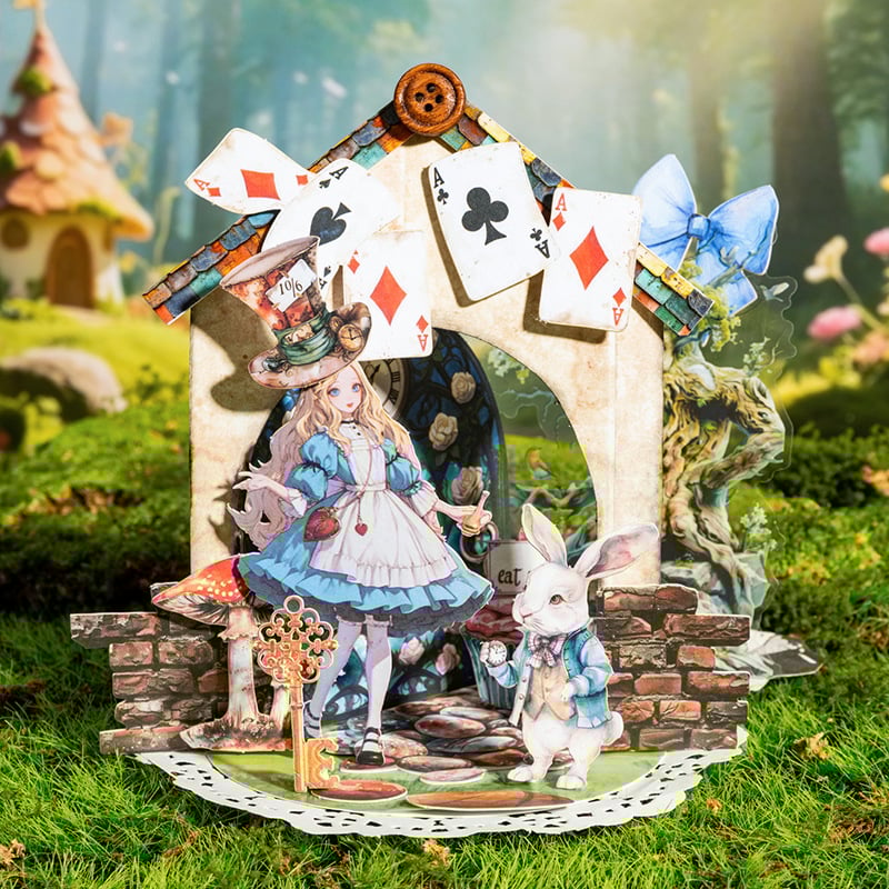 Leisurely Naljepnica na tvrdom kartonu bez bijelih rubova – Serija Bajkovita avantura, crtani stil, elementi krajolika za DIY kolage dnevnik, tisak