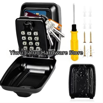 Mechaninė mygtuko slaptažodžio dėžutė iš aliuminio lydinio | 1 mm užrakinimo strypas | skirta laikyti raktus, banko korteles ir asmens tapatybės korteles | modernus minimalistinis dizainas