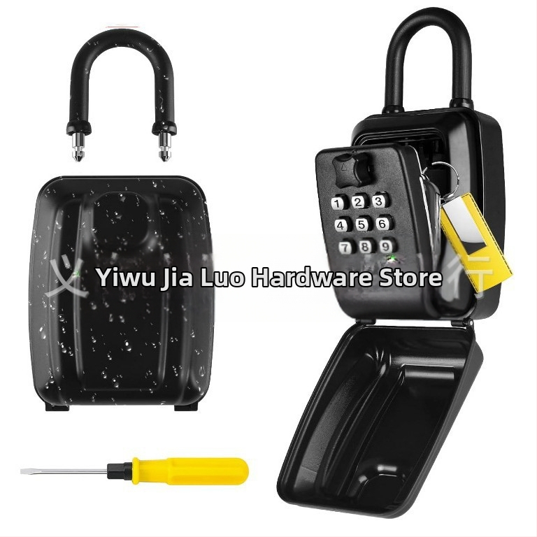 Mechaninė mygtuko slaptažodžio dėžutė iš aliuminio lydinio | 1 mm užrakinimo strypas | skirta laikyti raktus, banko korteles ir asmens tapatybės korteles | modernus minimalistinis dizainas