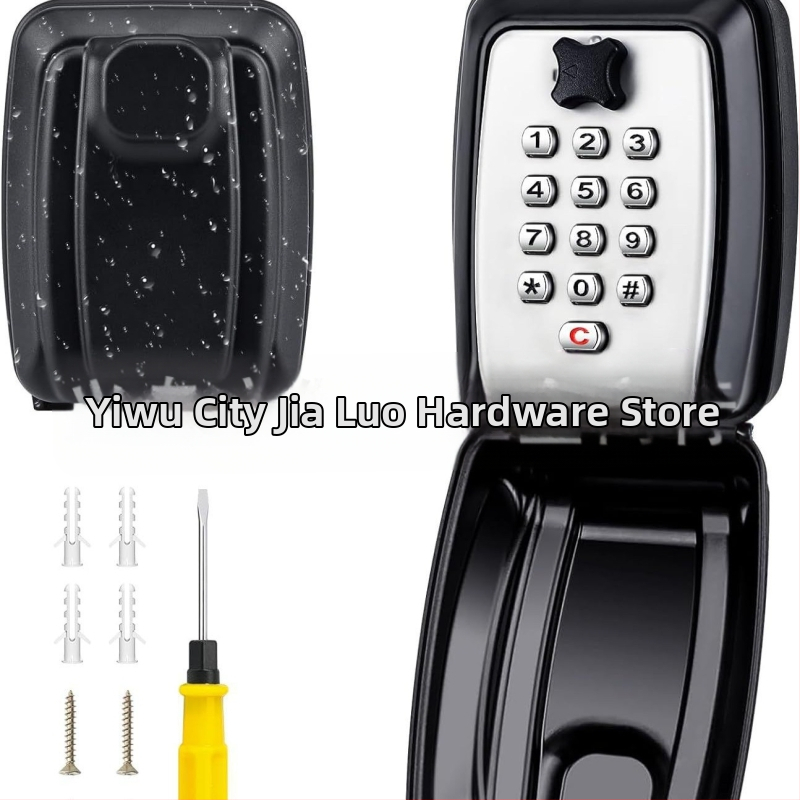 Mechaninė mygtuko slaptažodžio dėžutė iš aliuminio lydinio | 1 mm užrakinimo strypas | skirta laikyti raktus, banko korteles ir asmens tapatybės korteles | modernus minimalistinis dizainas