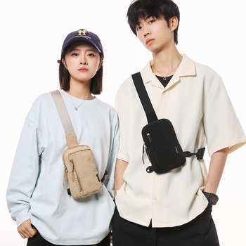 Мъжка чанта за гърдите за пътуване на открито, унисекс стил, нейлонова материя, дишаща подплата (Материал: найлон; Подплата: полиестер; Стил: унисекс; Категория: чанта за гърдите)