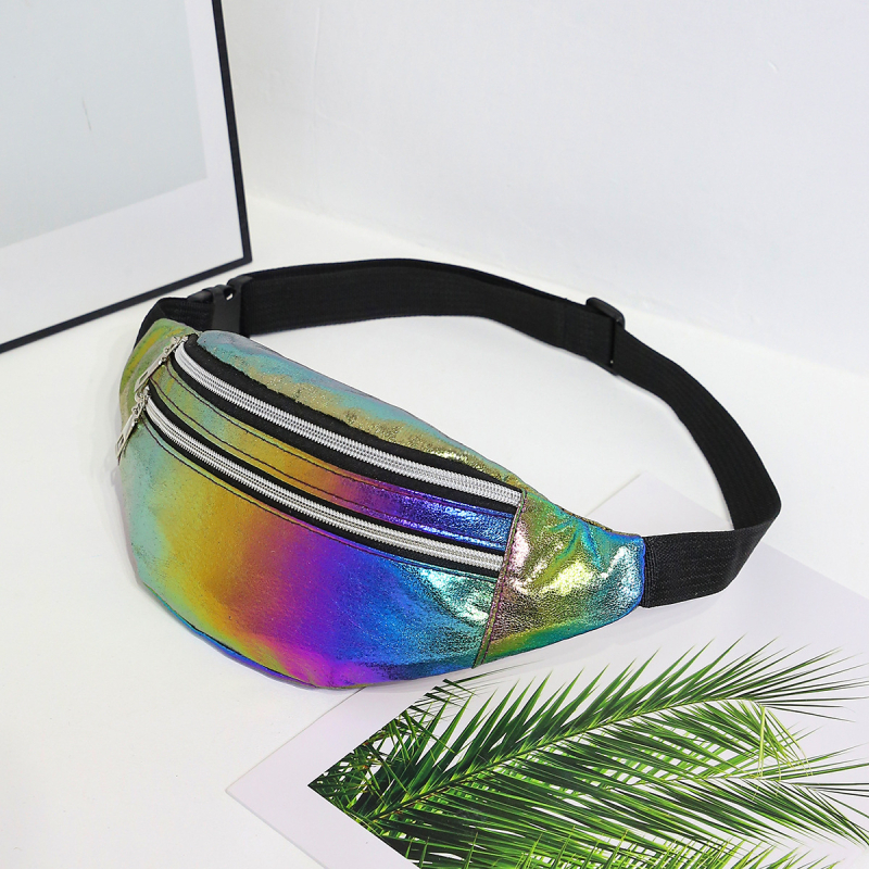 Нейлонова поясна чанта със цип и капак, джоб за мобилен телефон, подплата от полиестер