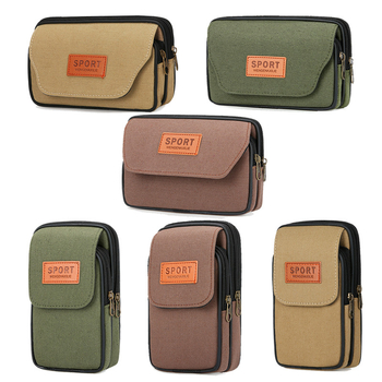 Pánska pásová taška - vertikálne odolná mini taška na telefón, priedušné plátno s polyesterovou podšívkou, každodenné používanie (plátno, priedušná, polyesterová podšívka, každodenné používanie)