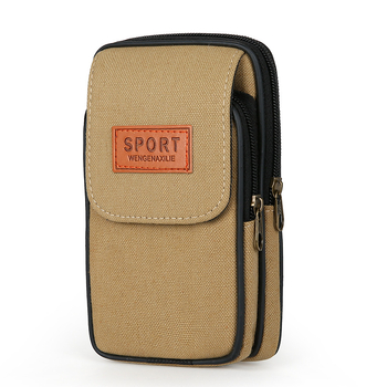 Pánska pásová taška - vertikálne odolná mini taška na telefón, priedušné plátno s polyesterovou podšívkou, každodenné používanie (plátno, priedušná, polyesterová podšívka, každodenné používanie)