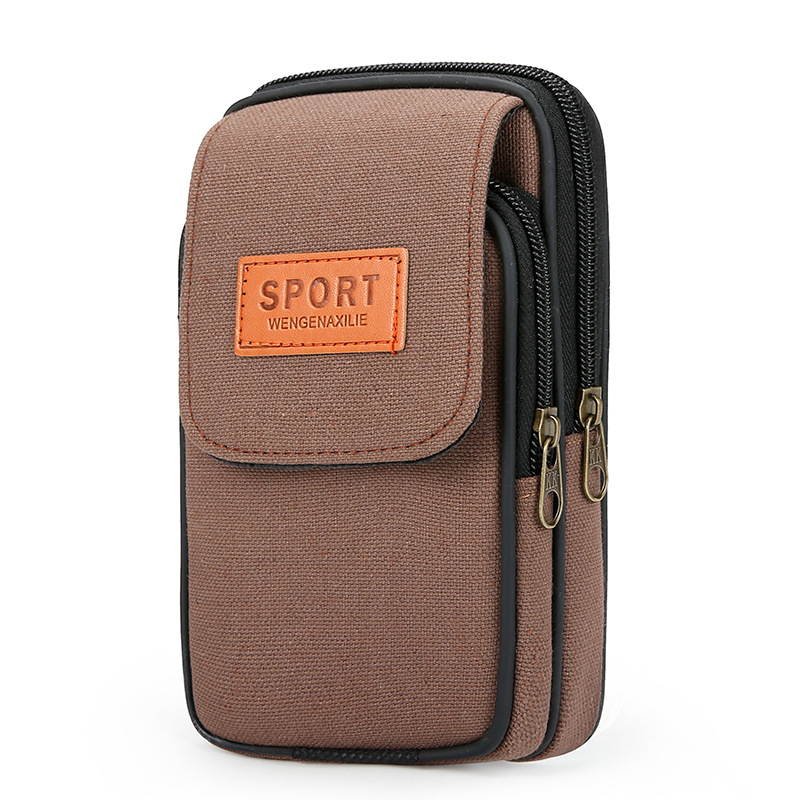 Pánska pásová taška - vertikálne odolná mini taška na telefón, priedušné plátno s polyesterovou podšívkou, každodenné používanie (plátno, priedušná, polyesterová podšívka, každodenné používanie)