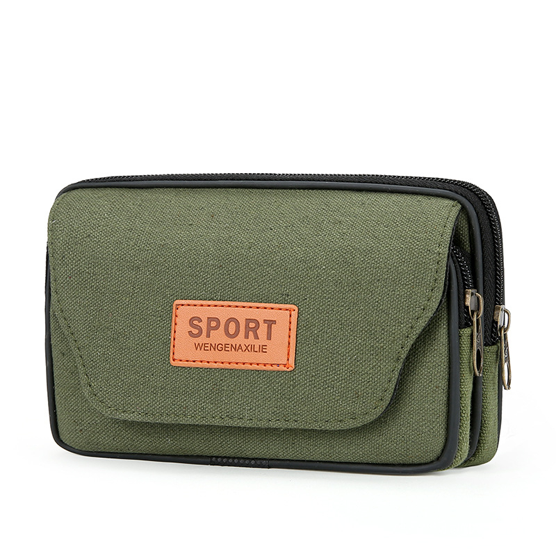 Pánska pásová taška - vertikálne odolná mini taška na telefón, priedušné plátno s polyesterovou podšívkou, každodenné používanie (plátno, priedušná, polyesterová podšívka, každodenné používanie)