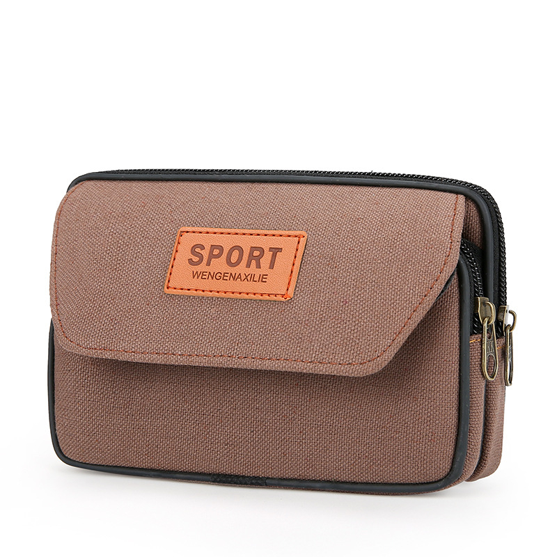 Pánska pásová taška - vertikálne odolná mini taška na telefón, priedušné plátno s polyesterovou podšívkou, každodenné používanie (plátno, priedušná, polyesterová podšívka, každodenné používanie)