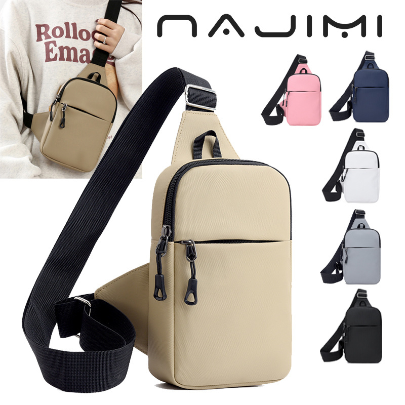 Unisex torba za prsa, japanskog stila, lagana, Oxford tkanina, zatvarač, unutarnja pregrada za ID karticu, poliesterska podstava