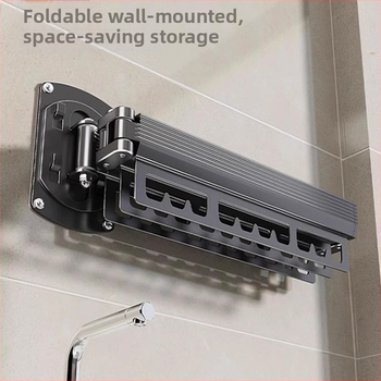 Sieninis drabužių džiovykla su dvigubu sulankstymo dizainu, ištraukiama teleskopinė lazda