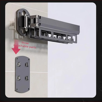 Sieninis drabužių džiovykla su dvigubu sulankstymo dizainu, ištraukiama teleskopinė lazda