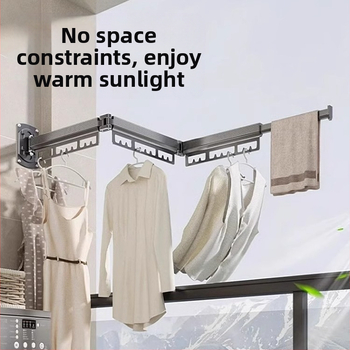 Sieninis drabužių džiovykla su dvigubu sulankstymo dizainu, ištraukiama teleskopinė lazda