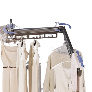 Sieninis drabužių džiovykla su dvigubu sulankstymo dizainu, ištraukiama teleskopinė lazda