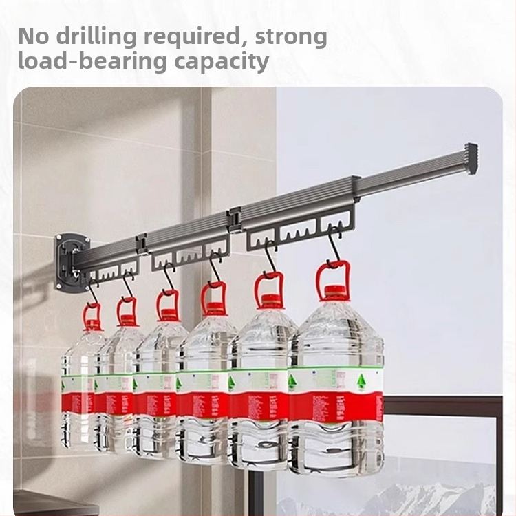 Sieninis drabužių džiovykla su dvigubu sulankstymo dizainu, ištraukiama teleskopinė lazda