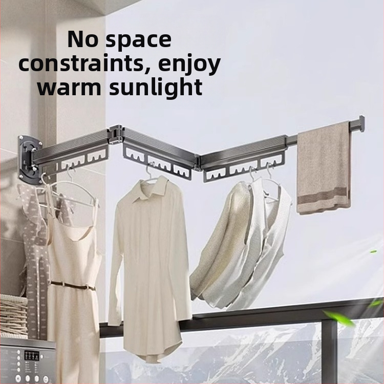 Sieninis drabužių džiovykla su dvigubu sulankstymo dizainu, ištraukiama teleskopinė lazda