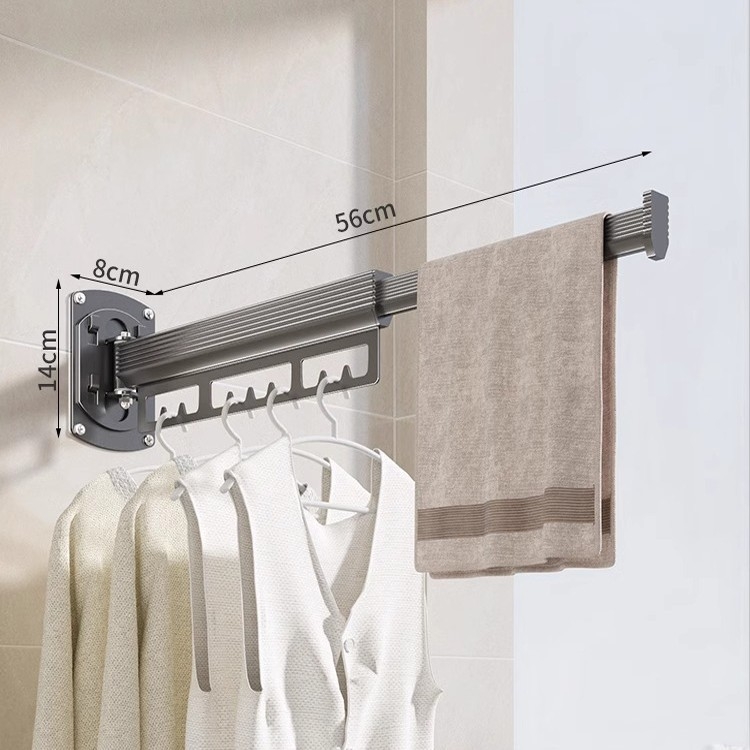 Sieninis drabužių džiovykla su dvigubu sulankstymo dizainu, ištraukiama teleskopinė lazda