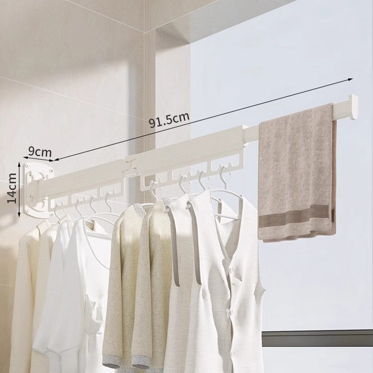 Sieninis drabužių džiovykla su dvigubu sulankstymo dizainu, ištraukiama teleskopinė lazda