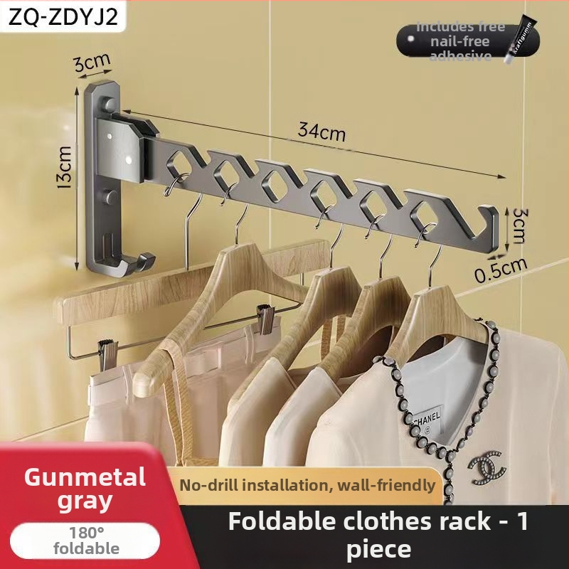 Sieninis drabužių džiovykla su dvigubu sulankstymo dizainu, ištraukiama teleskopinė lazda