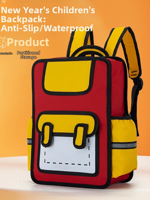 Rucsac din nailon unisex pentru școala primară, stil jucăuș, primăvara 2024, destinat educației școlare