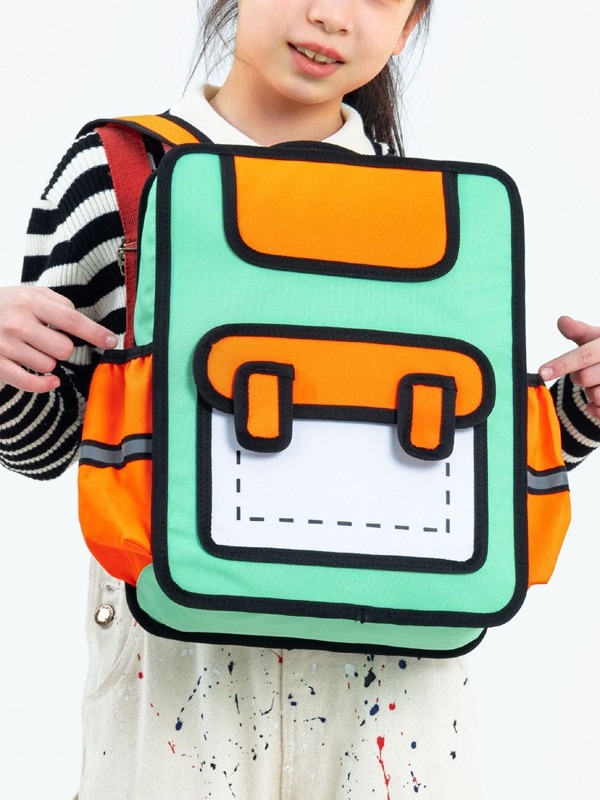 Rucsac din nailon unisex pentru școala primară, stil jucăuș, primăvara 2024, destinat educației școlare