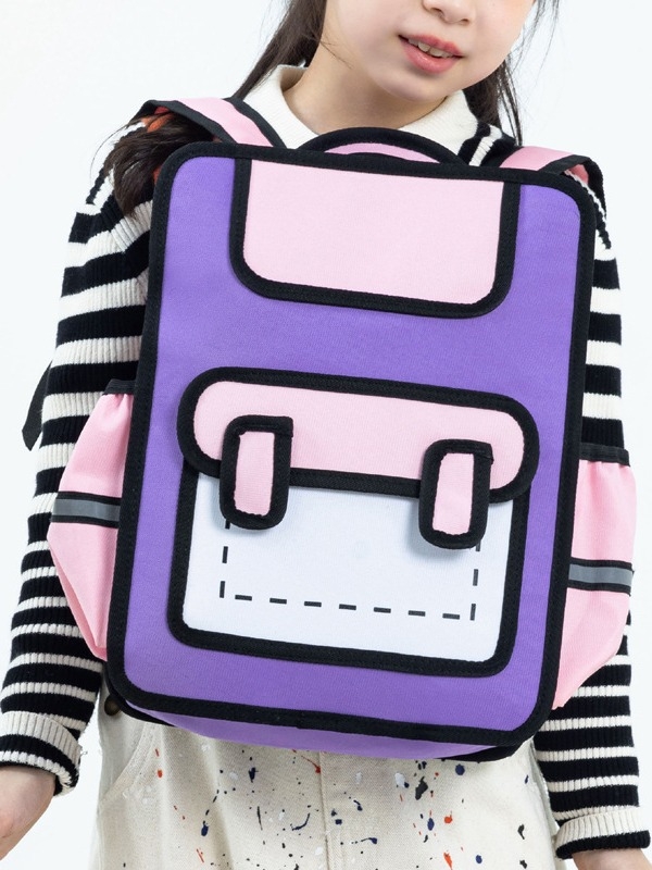 Rucsac din nailon unisex pentru școala primară, stil jucăuș, primăvara 2024, destinat educației școlare