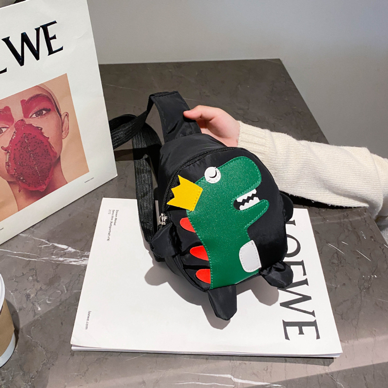 Детска кръстосана чанта за момчета, платно, с мотив на динозавър, една презрамка, цип, подплата от найлон, дишаща