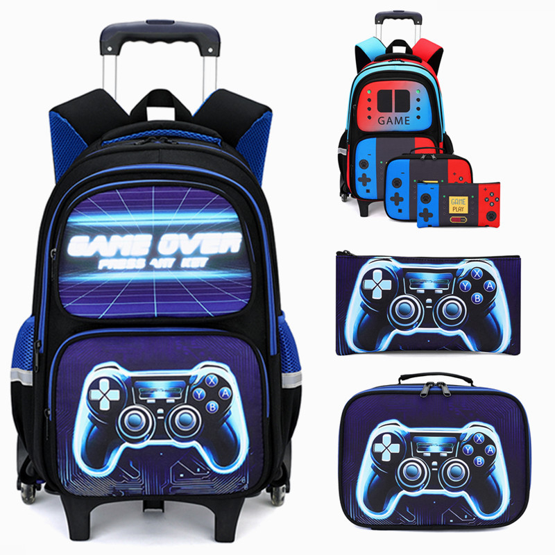 Vaikų mokyklos krepšys su ratukais ir graffiti dizainu – Oxford drobė – kvėpuojantis, atsparus dėvėjimui, išsiplečiantis, nugaros apsauga, naktinis atšvaitas – išlenktas pečių diržas – pradinei mokyklai