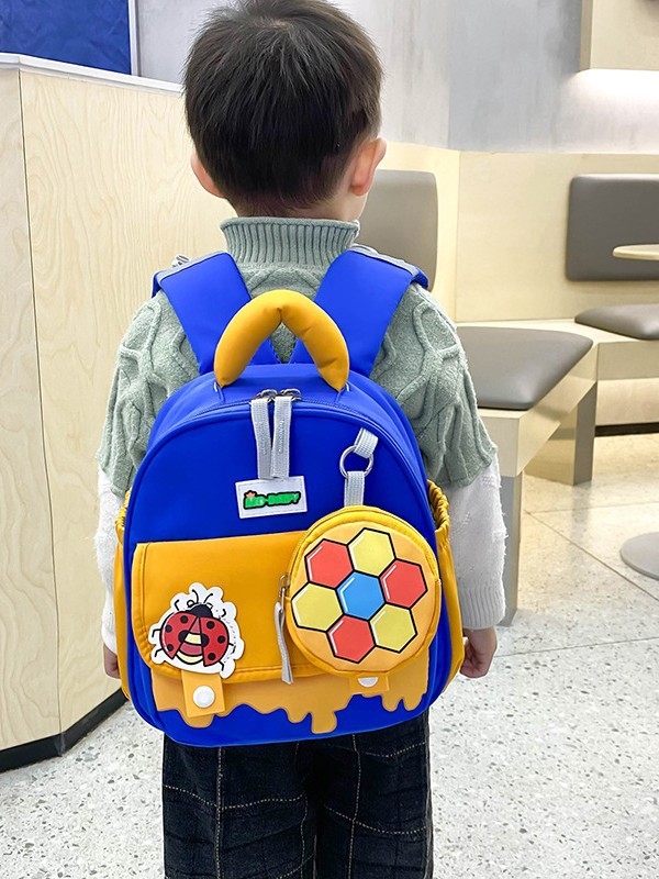 Rucsac școlar pentru copii cu imprimeu desen animat, material nylon, respirabil, ultra-ușor, rezistent la uzură, curea de umăr curbată