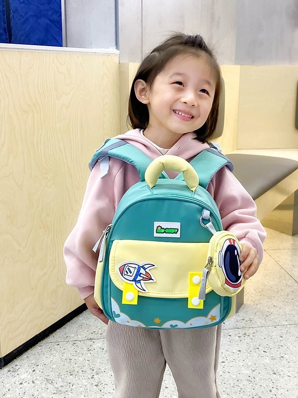 Rucsac școlar pentru copii cu imprimeu desen animat, material nylon, respirabil, ultra-ușor, rezistent la uzură, curea de umăr curbată