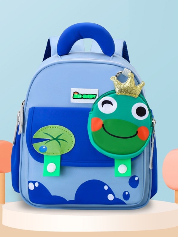 Rucsac școlar pentru copii cu imprimeu desen animat, material nylon, respirabil, ultra-ușor, rezistent la uzură, curea de umăr curbată