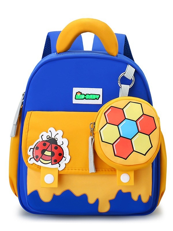 Rucsac școlar pentru copii cu imprimeu desen animat, material nylon, respirabil, ultra-ușor, rezistent la uzură, curea de umăr curbată