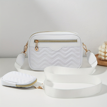 PU ādas crossbody somiņa, rāvējslēdzējs, horizontāla kvadrāta forma, tumša režģa iekšējais dizains, sintētiskās ādas oderes