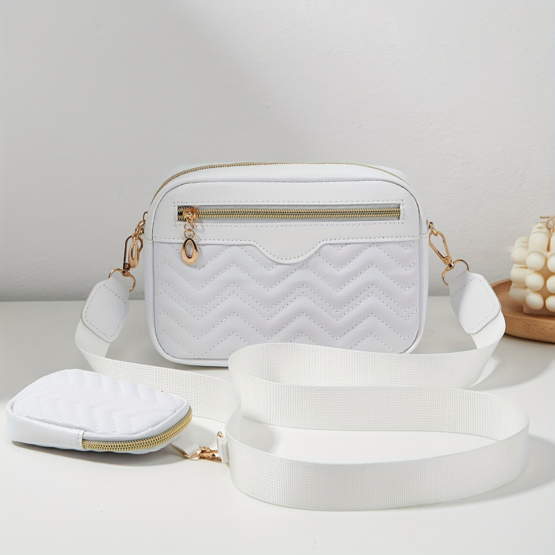 PU odos crossbody krepšys, užtrauktukas, horizontali kvadrato forma, tamsus tinklo vidus, sintetinės odos įdaila