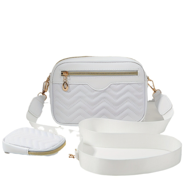 PU odos crossbody krepšys, užtrauktukas, horizontali kvadrato forma, tamsus tinklo vidus, sintetinės odos įdaila