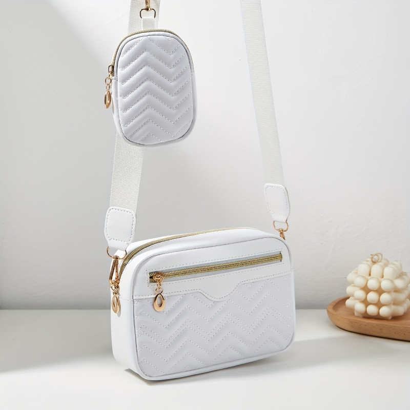 PU ādas crossbody somiņa, rāvējslēdzējs, horizontāla kvadrāta forma, tumša režģa iekšējais dizains, sintētiskās ādas oderes
