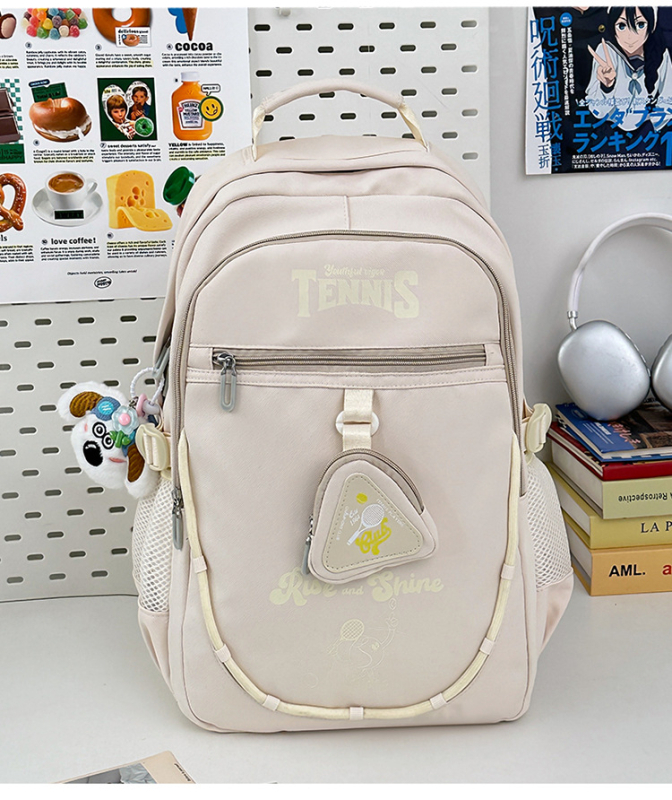Unisex najlonski ruksak, 20–35L, 14-inčni prijenosnik, uzorak s slovima, zakrivljene naramenice