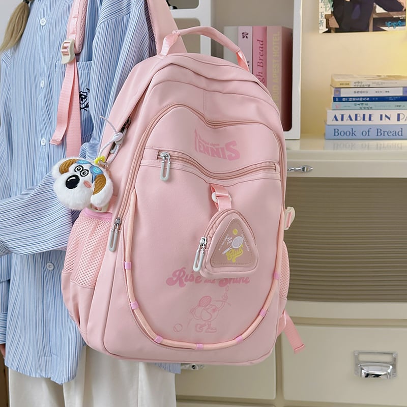 Unisex najlonski ruksak, 20–35L, 14-inčni prijenosnik, uzorak s slovima, zakrivljene naramenice