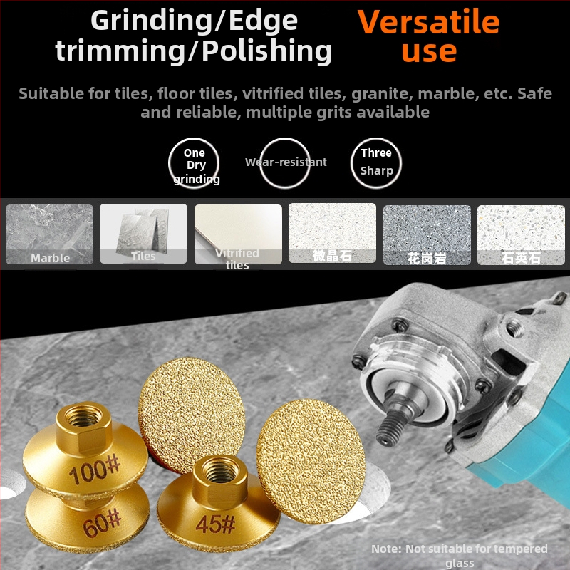 Brazovaná diamantová plochá brúsna hlava pre uhlovú brúsku a vŕtačku – na kamene, dlaždice, mramor, granit