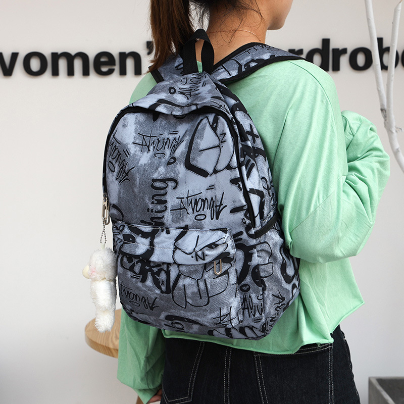 Unisex nylon ruksak s printom, street-trendi stil, velika zapremina, džep za prijenosno računalo