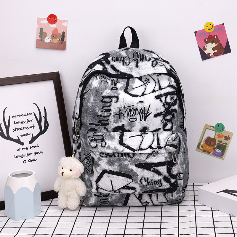 Unisex nylon ruksak s printom, street-trendi stil, velika zapremina, džep za prijenosno računalo