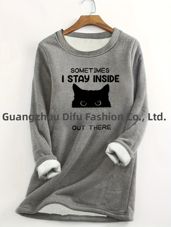 T-shirt με μακριά μανίκια, casual print Yes I\'m Cold, πολυεστέρας 95%+, στρογγυλός λαιμός, leisure wind στυλ