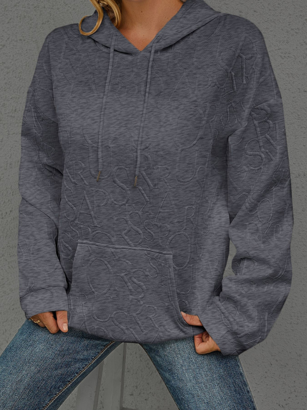 Дамски суитшърт с качулка, принт с букви/текст, полиестер/спандекс, дълги ръкави, есен 2025, ежедневен стил