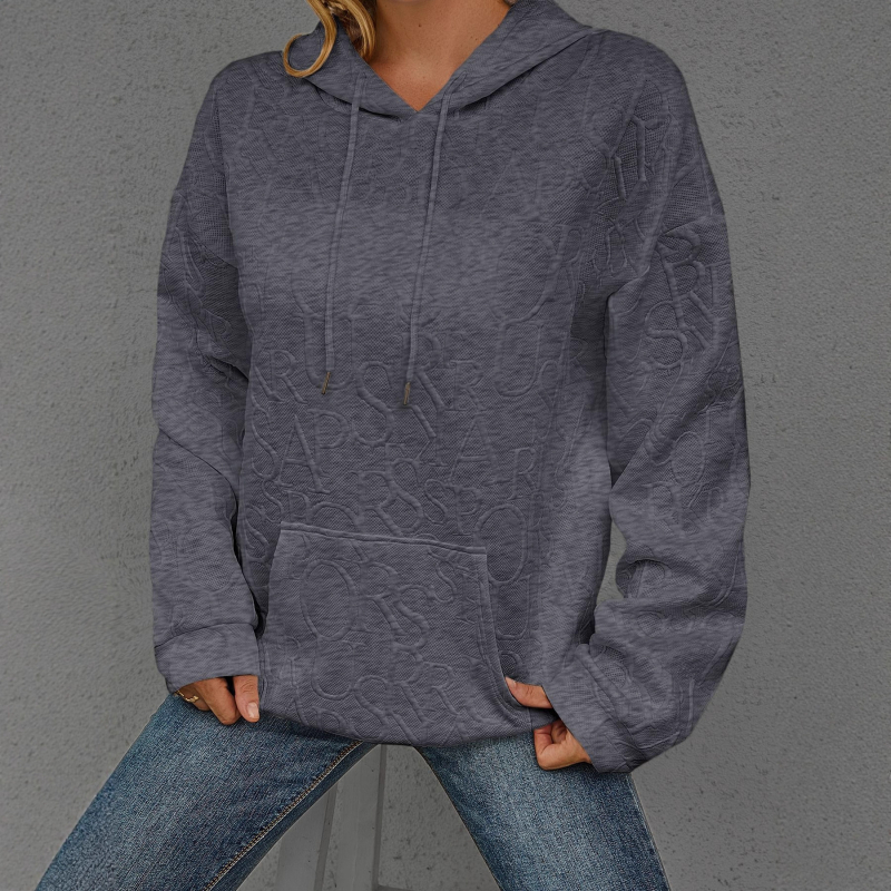 Дамски суитшърт с качулка, принт с букви/текст, полиестер/спандекс, дълги ръкави, есен 2025, ежедневен стил